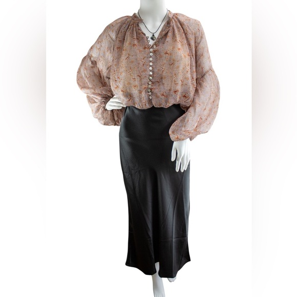 Zara Multicolor Chiffon Dressy & Chic Paisley Printed Women’s Blouse Size Medium - Picture 5 of 17